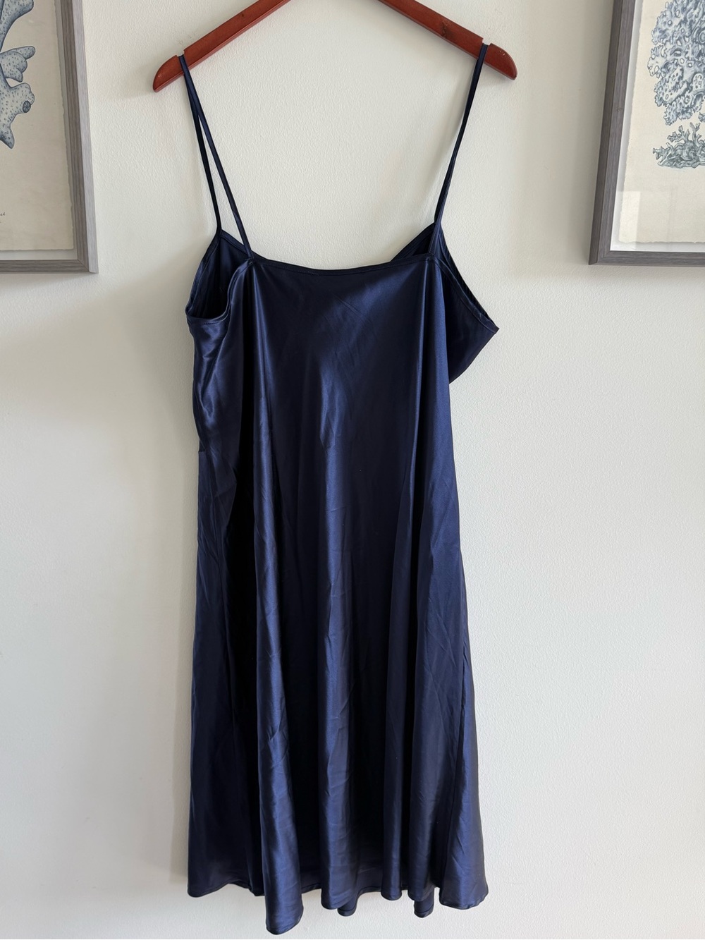 Lora Gene Midi Silk Slip Dress - Navy - Picture 2 of 6